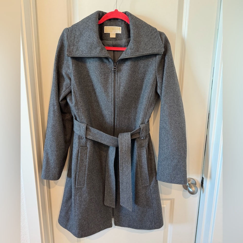 Michael Kors Gray Wool Trench Coat
